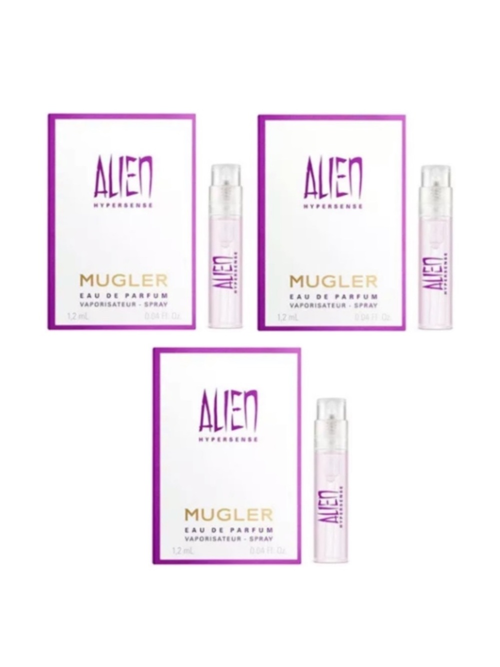 MUGLER Alien Hypersense EDP Samples (3) .04 oz ea. NEW ON CARD